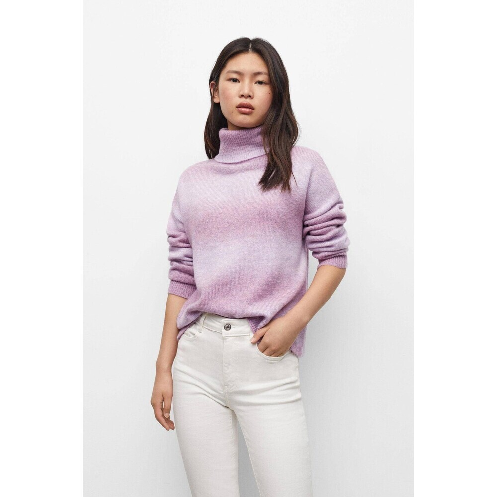 Mango Toscana Sweater Girls Small Purple Oversized Turtleneck Pullover RED444